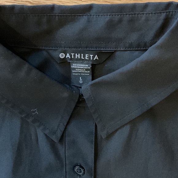 Athleta Black Button-Front Lightweight Shirt NWOT cropped large performance - Picture 3 of 13